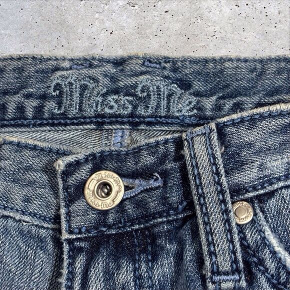 Vintage Miss Me Bohemian Embroidered Flower Patch Flare Jeans Womens 27x33 Blue - Picture 12 of 12